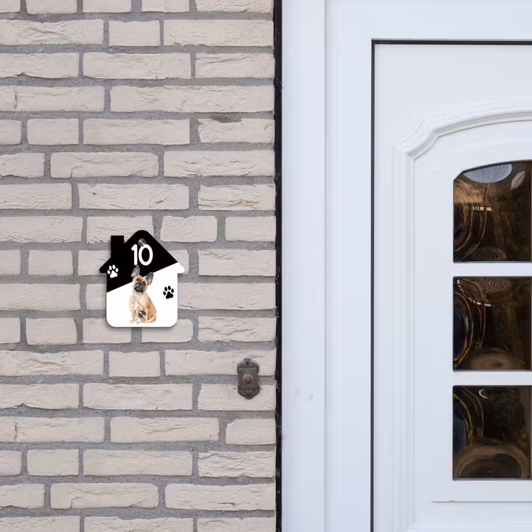 Zwart wit - Huisdier - Franse bulldog Naambord Huisje klein -sfeer1