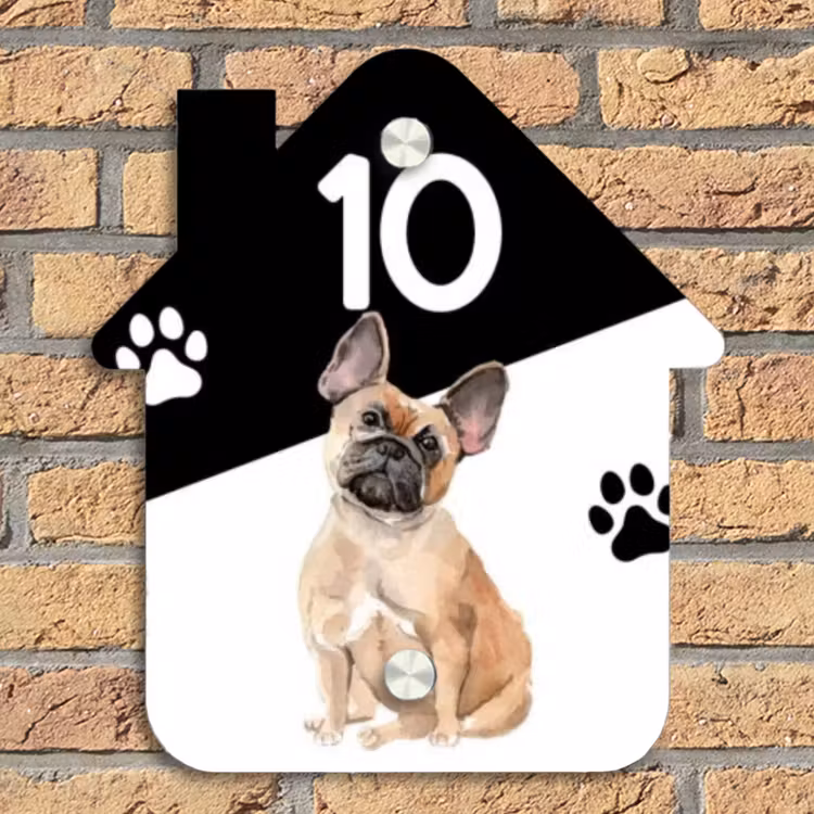 Zwart wit - Huisdier - Franse bulldog Naambord Huisje klein -sfeer5