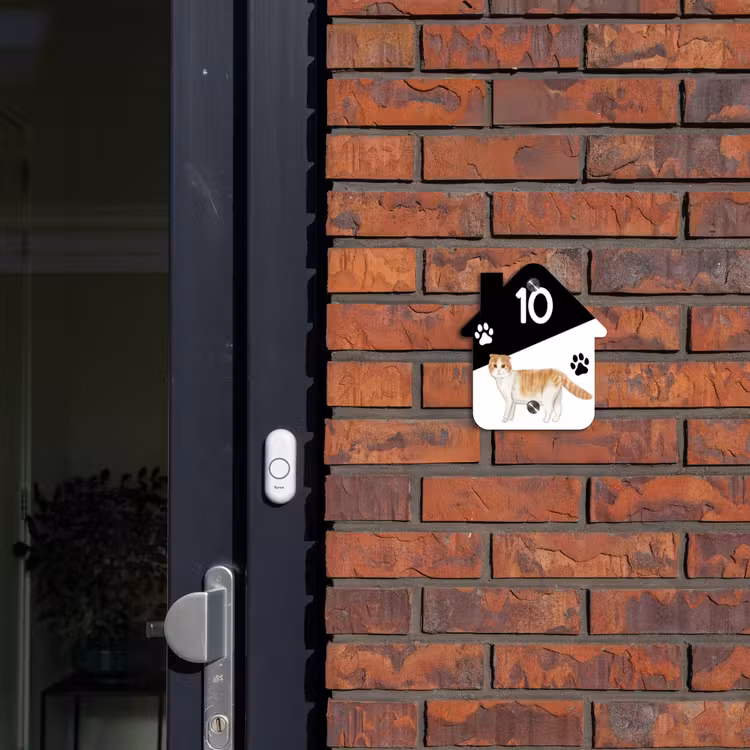 Zwart wit - Huisdier - Schotse vouwkat Naambord Huisje klein -sfeer2