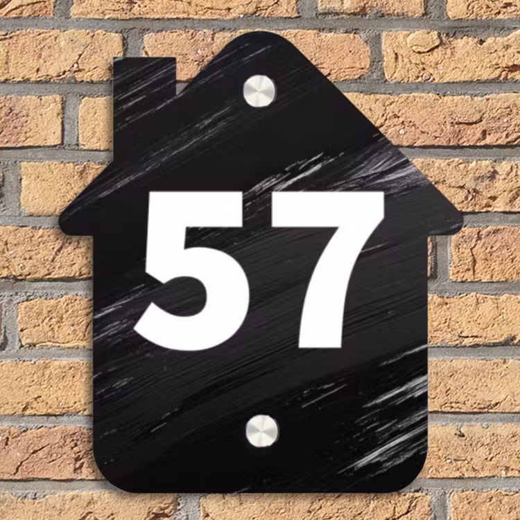 Zwart verftextuur - Traditioneel Naambord Huisje klein -sfeer5