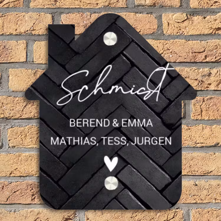 Zwarte tegels - Sierlijk Naambord Huisje klein -sfeer5