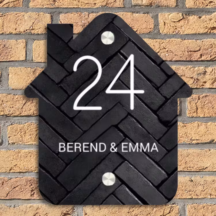 Zwarte tegels - Klassiek Naambord Huisje klein -sfeer5