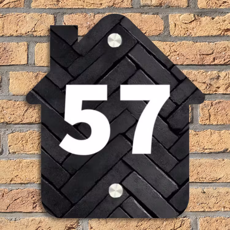 Zwarte tegels - Traditioneel Naambord Huisje klein -sfeer5