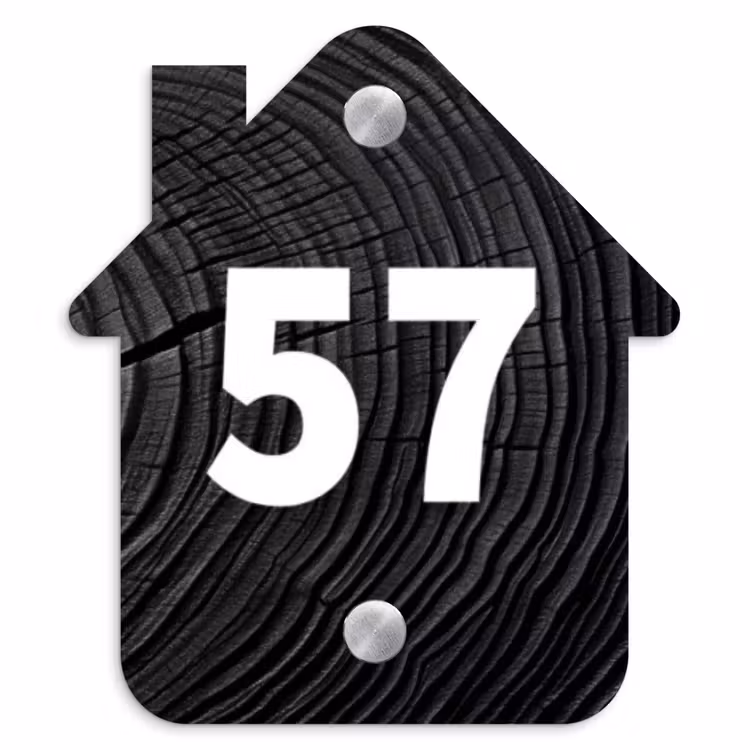 Zwarte houten nerf - Traditioneel Naambord Huisje klein -3d