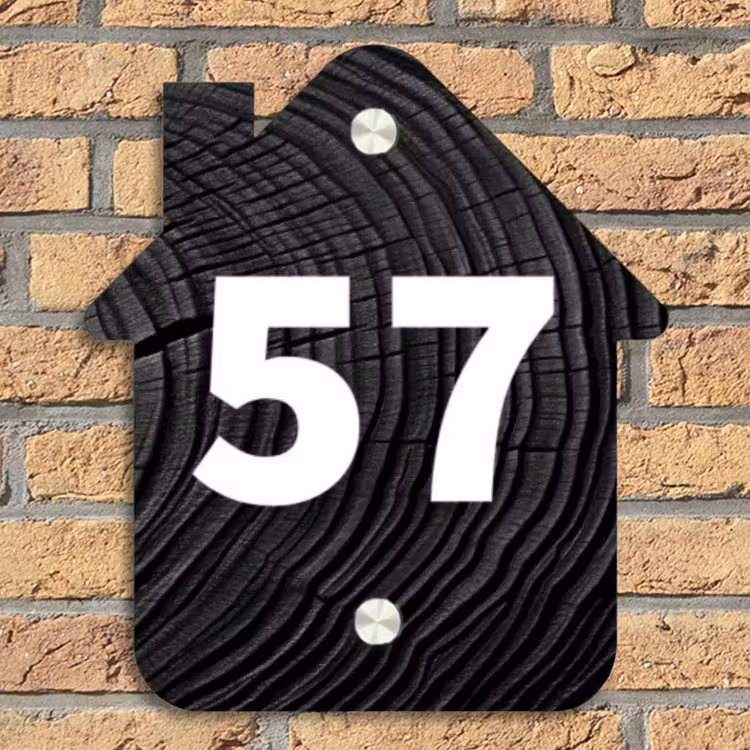 Zwarte houten nerf - Traditioneel Naambord Huisje klein -sfeer5