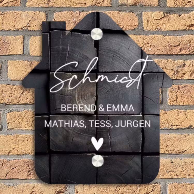 Zwarte houtblokken - Sierlijk Naambord Huisje klein -sfeer5