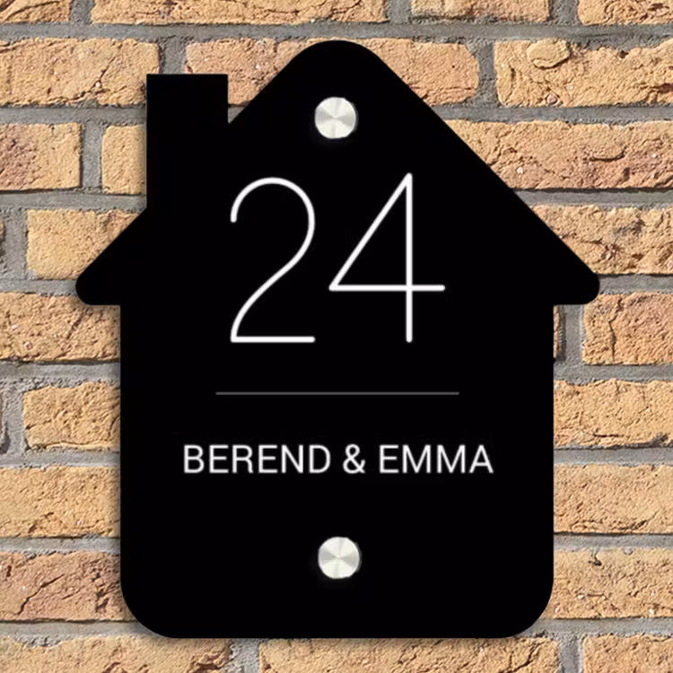Zwart vlak - Klassiek Naambord Huisje klein -sfeer5