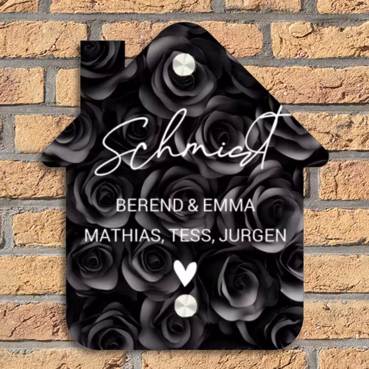 Zwarte rozen - Sierlijk Naambord Huisje klein -sfeer5