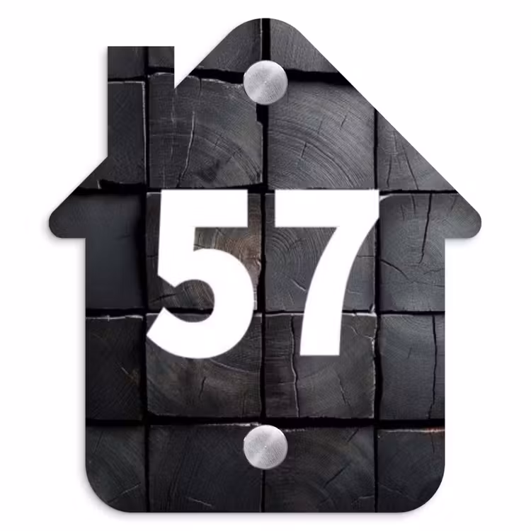 Zwarte houtblokken - Traditioneel Naambord Huisje klein -3d