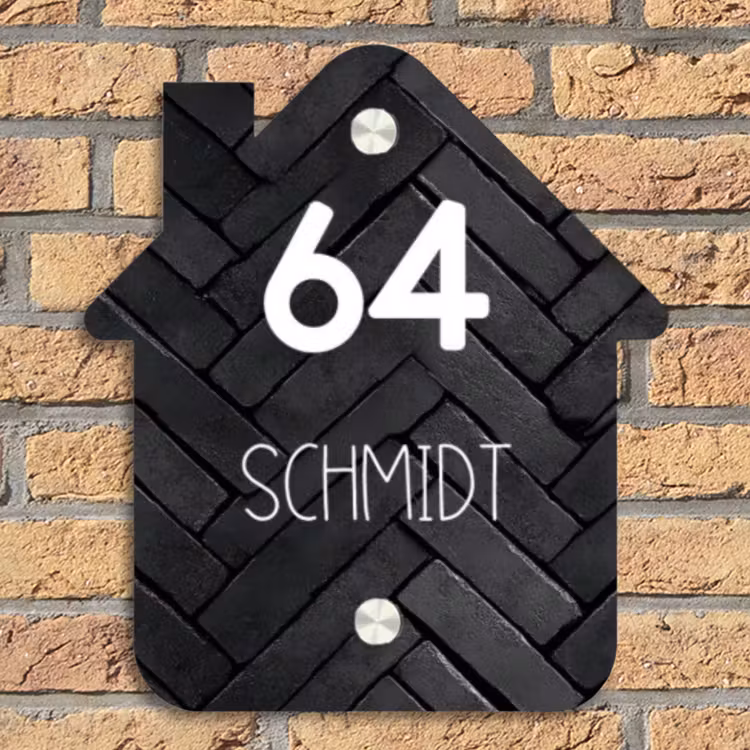 Zwarte stenen - Modern Naambord Huisje klein -sfeer5