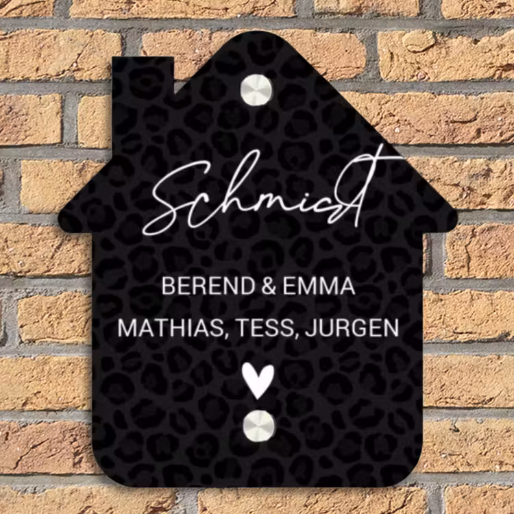 Zwart panterprint - Sierlijk Naambord Huisje klein -sfeer5