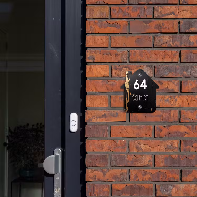 Zwart goud structuur - Modern Naambord Huisje klein -sfeer2
