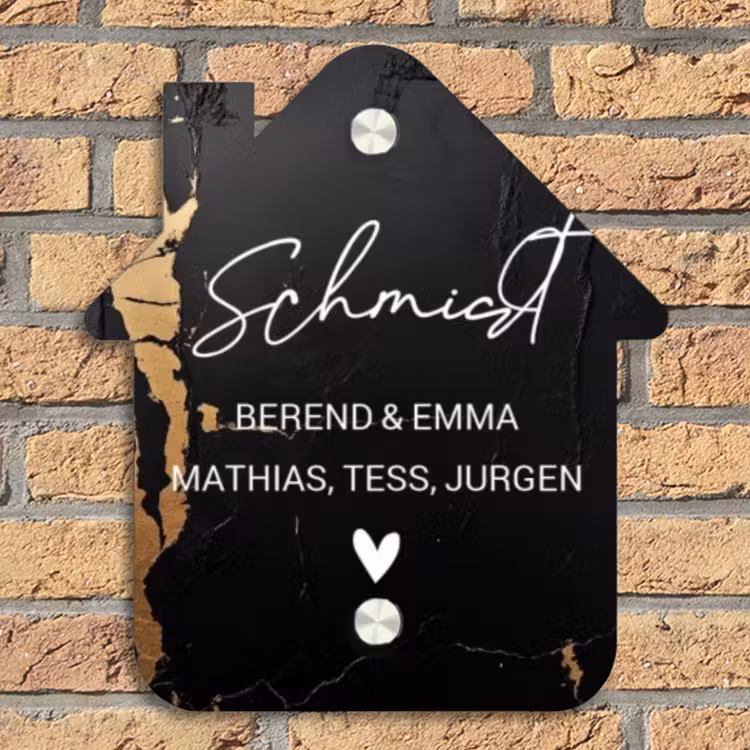 Zwart goud structuur - Sierlijk Naambord Huisje klein -sfeer5