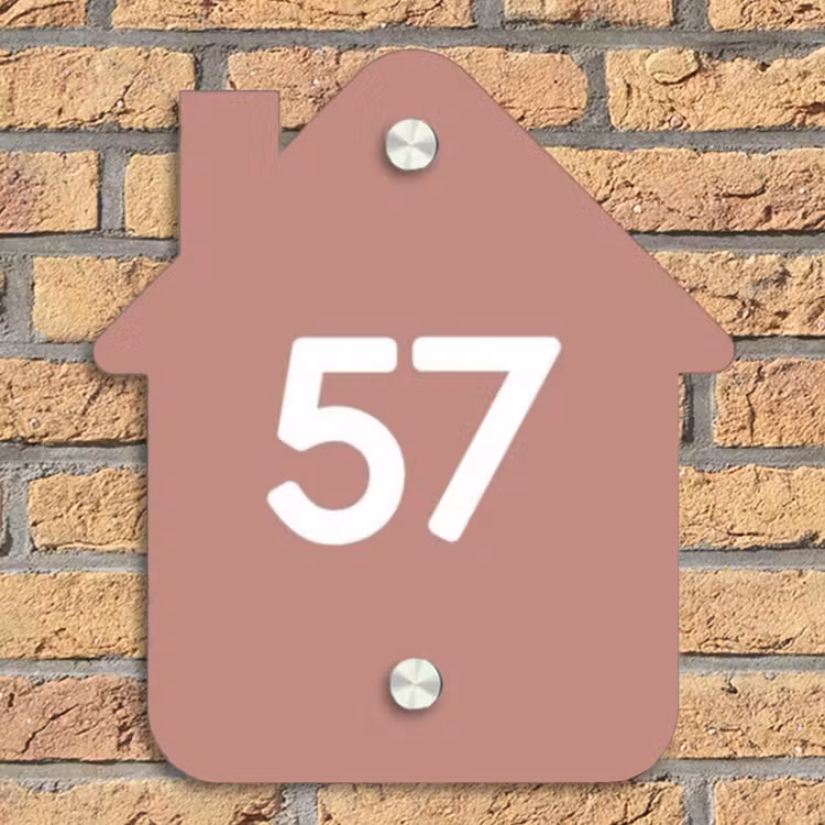 Effen oudroze - Traditioneel Naambord Huisje klein -sfeer5
