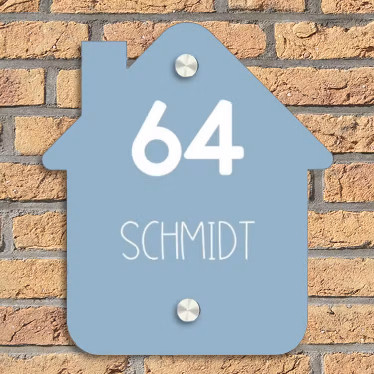 Effen - Lichtblauw - Modern Naambord Huisje klein -sfeer5