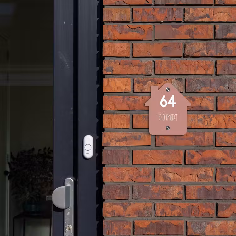 Effen oudroze - Modern Naambord Huisje klein -sfeer2