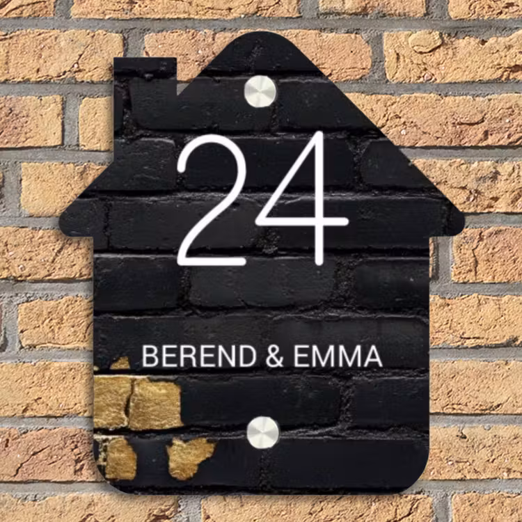 Stenen goud zwart - Klassiek Naambord Huisje klein -sfeer5