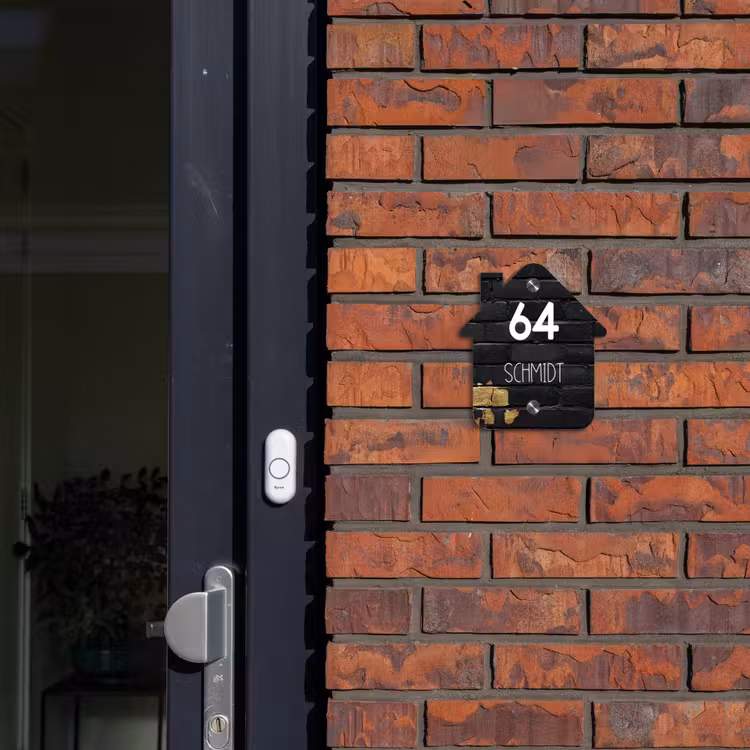 Stenen goud zwart - Modern Naambord Huisje klein -sfeer2