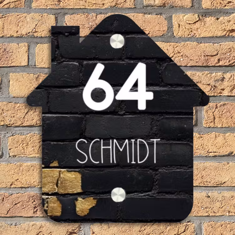 Stenen goud zwart - Modern Naambord Huisje klein -sfeer5