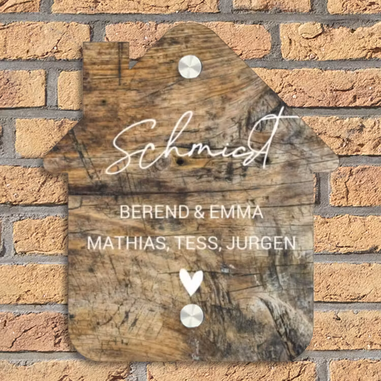 Verweerd hout - Sierlijk Naambord Huisje klein -sfeer5