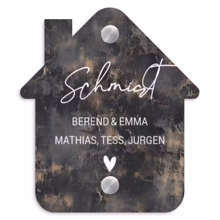 Verweerd metaal - Sierlijk Naambord Huisje klein -3d