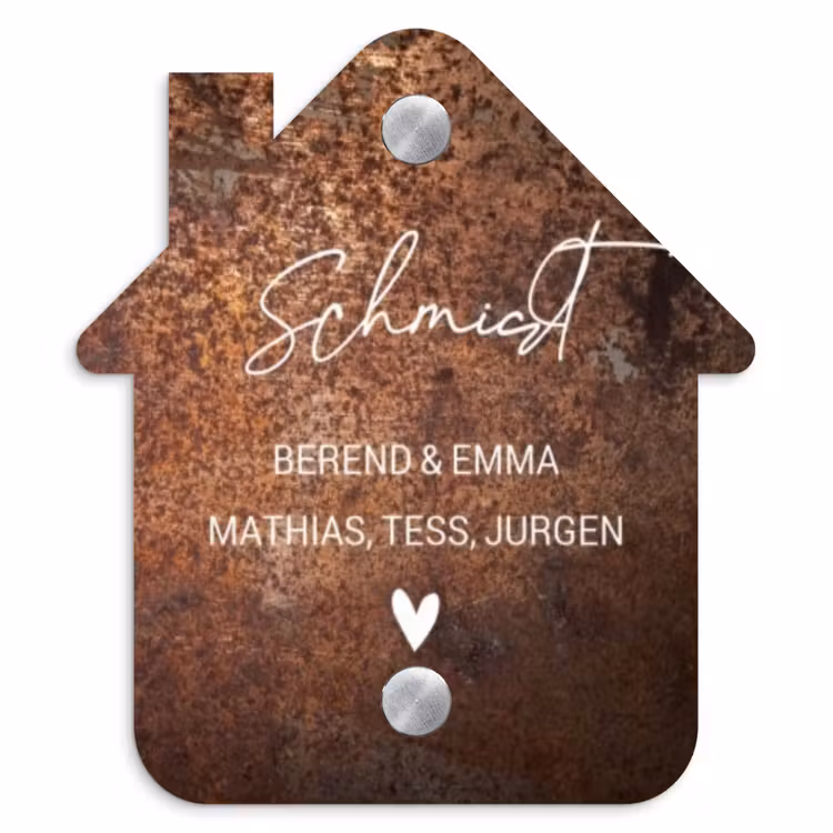 Verweerd metaal - Sierlijk Naambord Huisje klein -3d