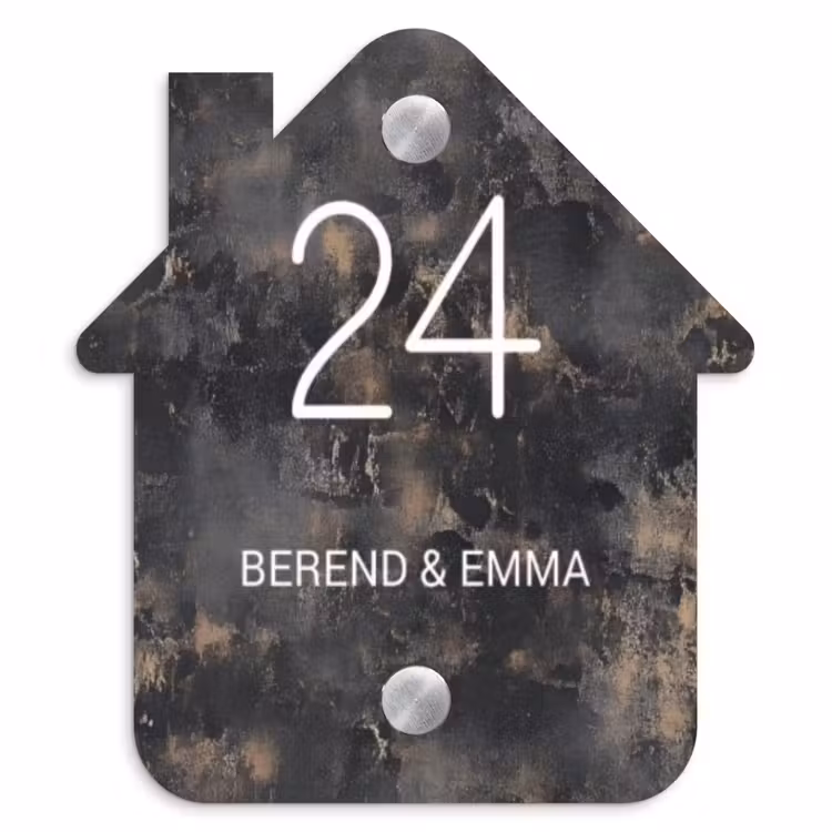 Verweerd metaal - Klassiek Naambord Huisje klein -3d