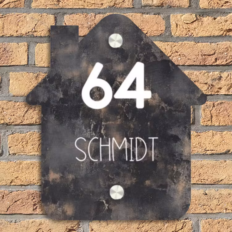 Verweerd metaal - Modern Naambord Huisje klein -sfeer5