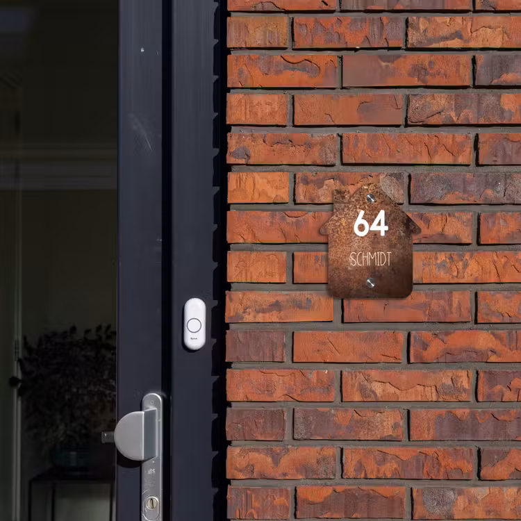 Verweerd metaal - Modern Naambord Huisje klein -sfeer2