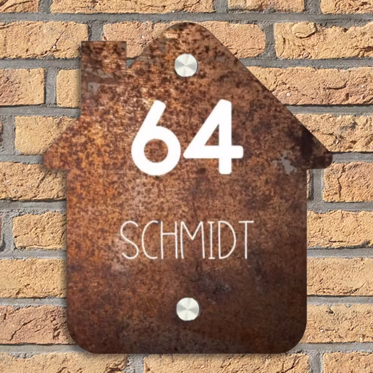 Verweerd metaal - Modern Naambord Huisje klein -sfeer5