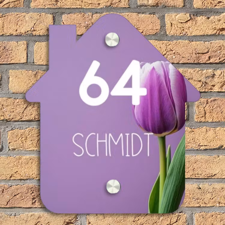 Paarse tulp - Modern Naambord Huisje klein -sfeer5