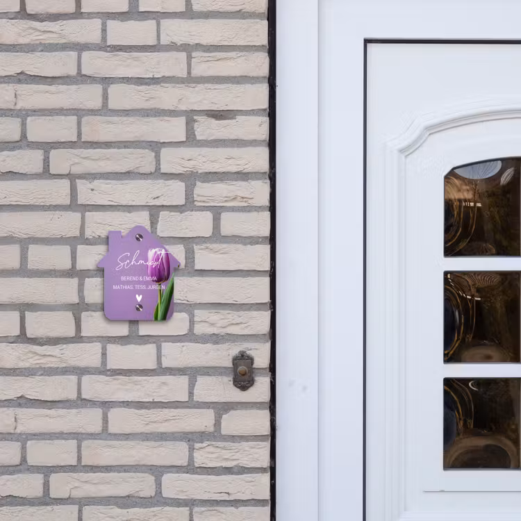 Paarse tulp - Sierlijk Naambord Huisje klein -sfeer1
