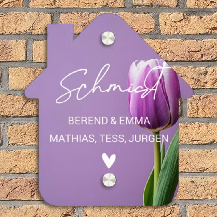 Paarse tulp - Sierlijk Naambord Huisje klein -sfeer5