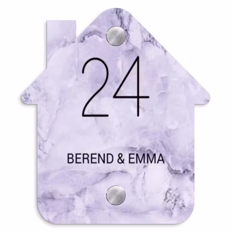 Paars marmer - Klassiek Naambord Huisje klein -3d