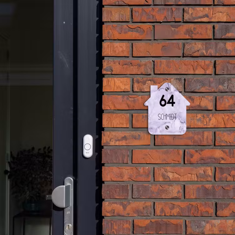 Paars marmer - Modern Naambord Huisje klein -sfeer2