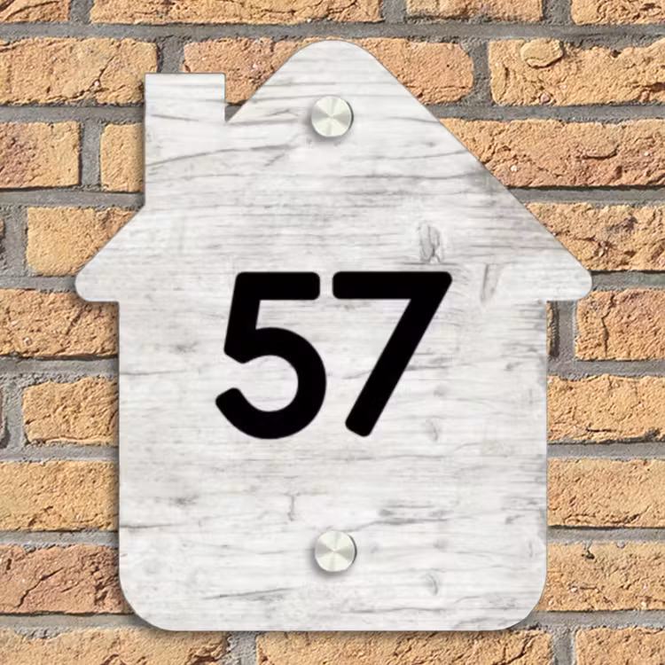 Witgrijs hout - Traditioneel Naambord Huisje klein -sfeer5