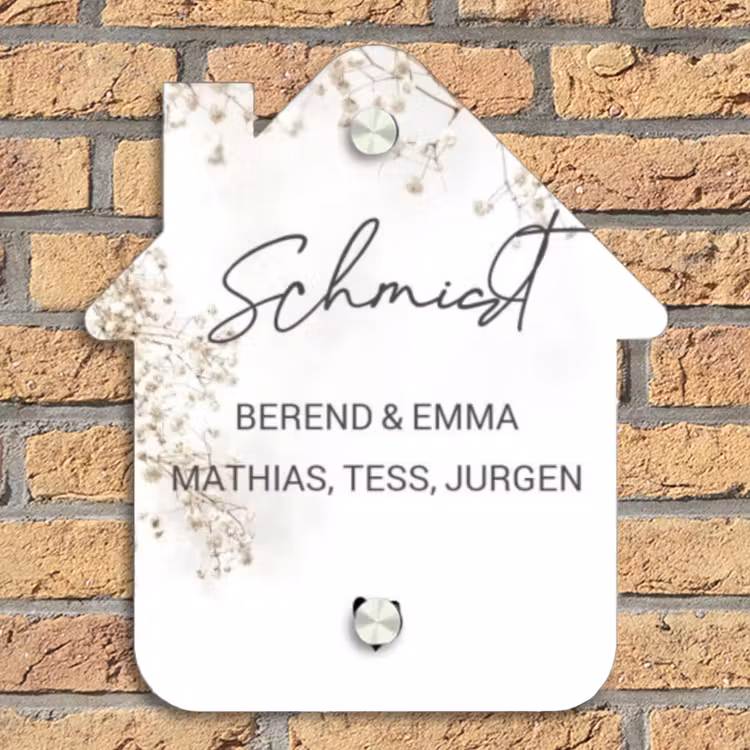Wit met bloementakjes - Sierlijk Naambord Huisje klein -sfeer5