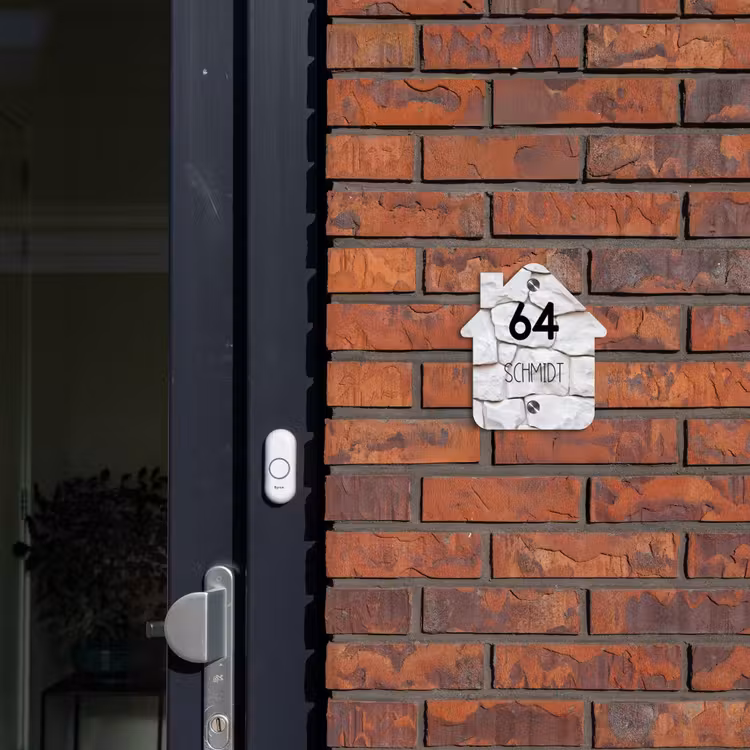 Witte - Natuurstenen - Modern Naambord Huisje klein -sfeer2