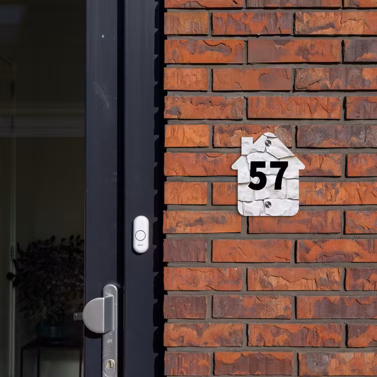 Witte - Natuurstenen - Traditioneel Naambord Huisje klein -sfeer2