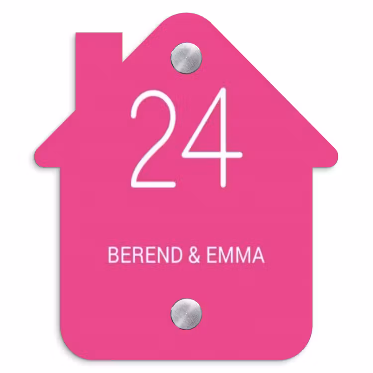 Weiße Herzchen in den Ecken - Modern Naambord Huisje klein -3d