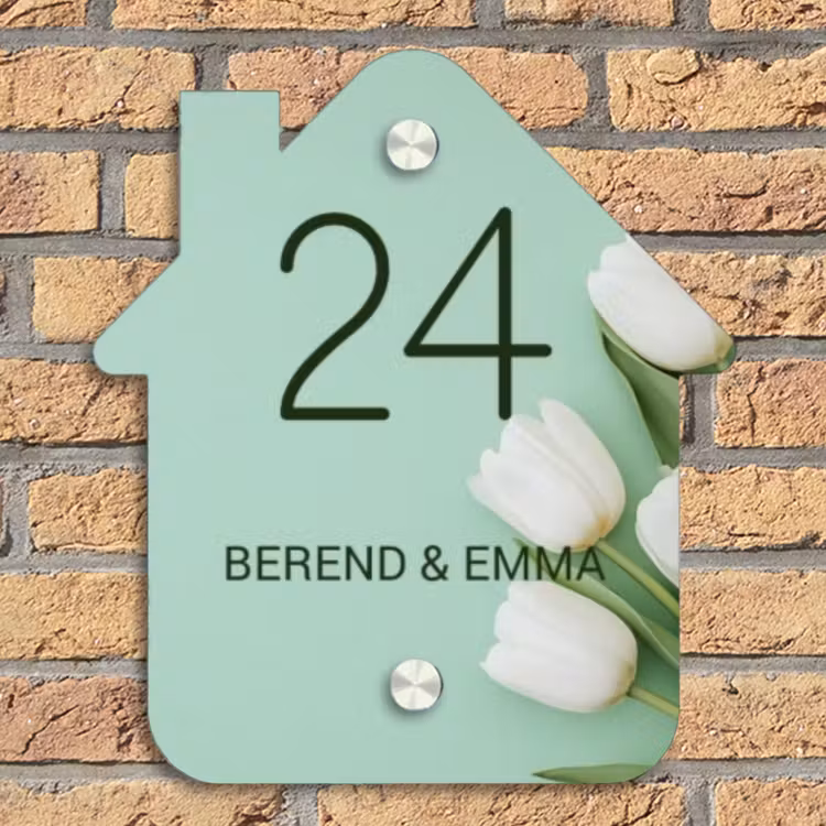 Witte tulpen - Klassiek Naambord Huisje klein -sfeer5
