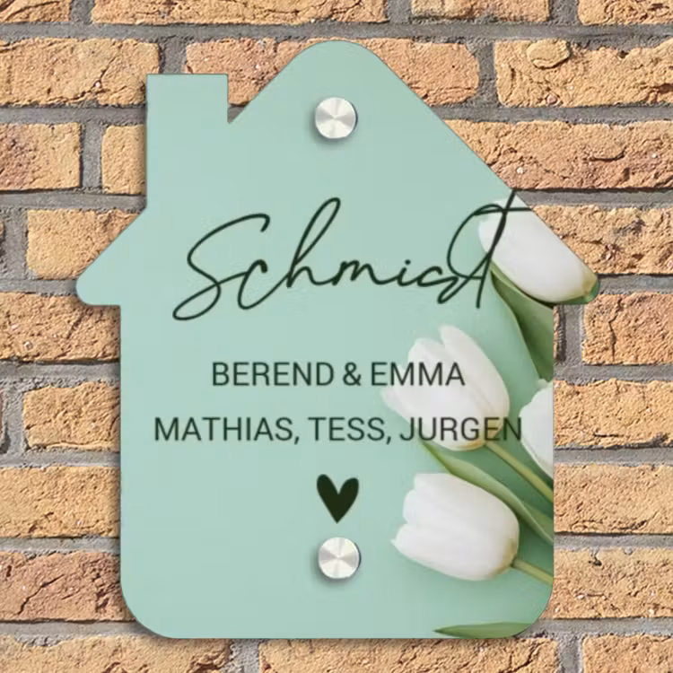 Witte tulpen - Sierlijk Naambord Huisje klein -sfeer5