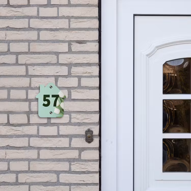 Witte tulpen - Traditioneel Naambord Huisje klein -sfeer1