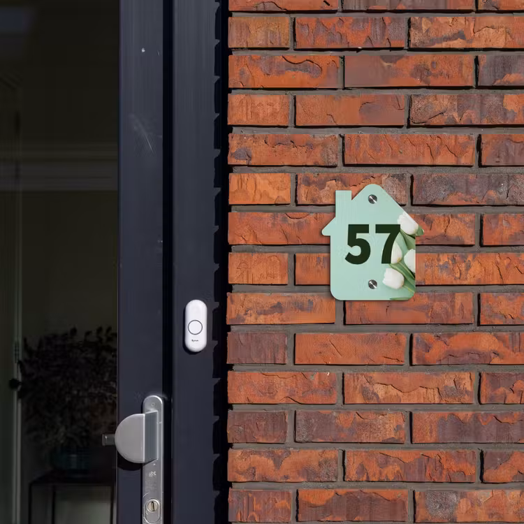 Witte tulpen - Traditioneel Naambord Huisje klein -sfeer2