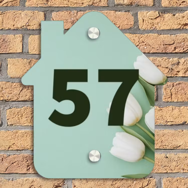 Witte tulpen - Traditioneel Naambord Huisje klein -sfeer5