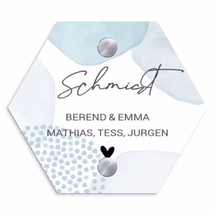 Abstract blauw - Sierlijk Naambord Hexagon klein -3d