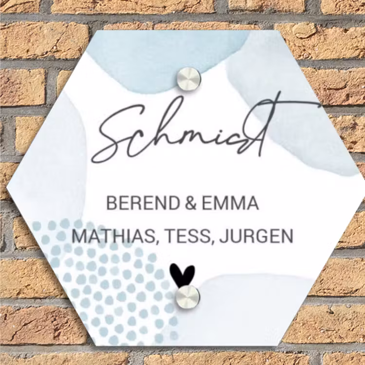 Abstract blauw - Sierlijk Naambord Hexagon klein -sfeer1
