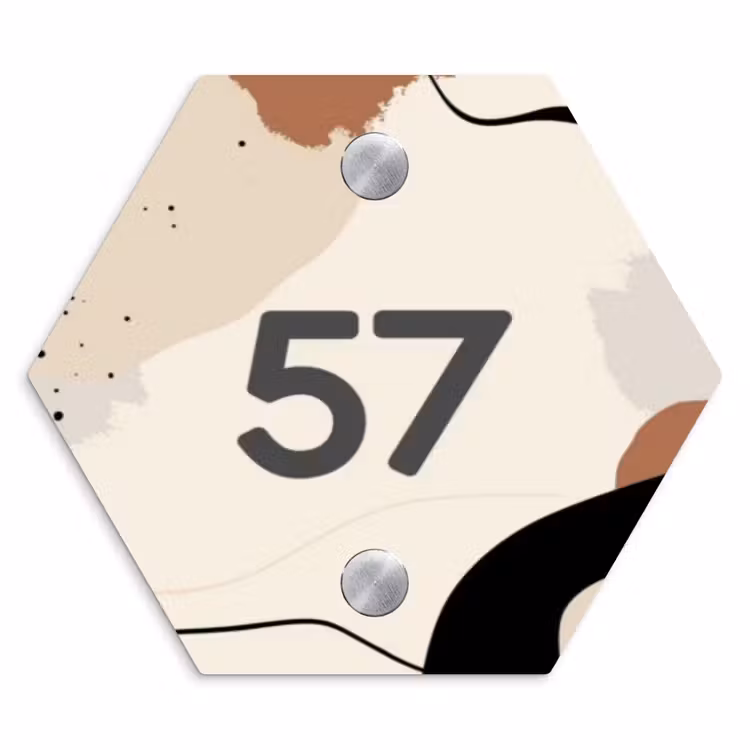 Abstract - Verfspetters - Traditioneel Naambord Hexagon klein -3d
