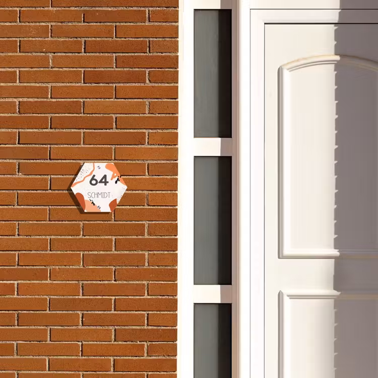 Abstract oranje - Modern Naambord Hexagon klein -sfeer3-hexagon-XS