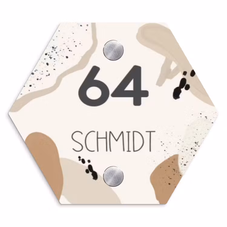 Abstracte vormen - Modern Naambord Hexagon klein -3d